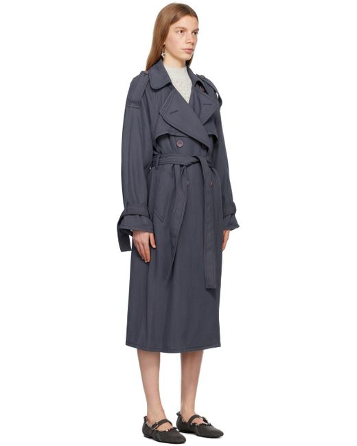 Acne Black Gray Belted Trench Coat
