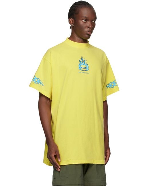 Balenciaga Yellow Burning Unity T-Shirt for men