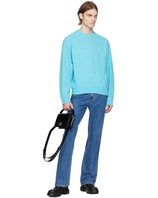 Wooyoungmi Blue Leather Patch Sweater for men