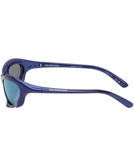 Balenciaga Blue Bat Rectangle Sunglasses for men