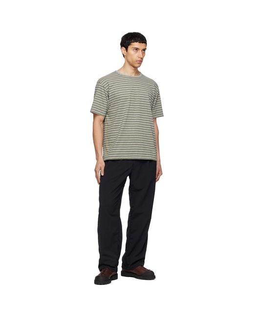 Nanamica Gray Khaki & Coolmax Stripe Jersey T-Shirt for men