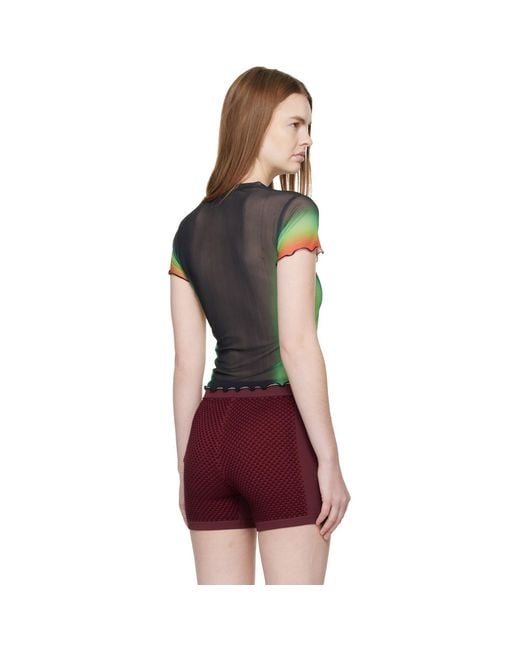 Casablanca Red Scallop Short Sleeve Printed Mesh T-Shirt