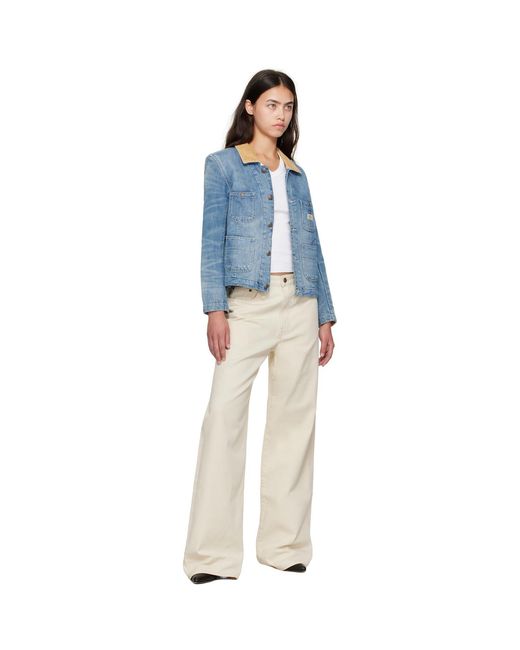 R13 Blue Cropped Denim Chore Jacket