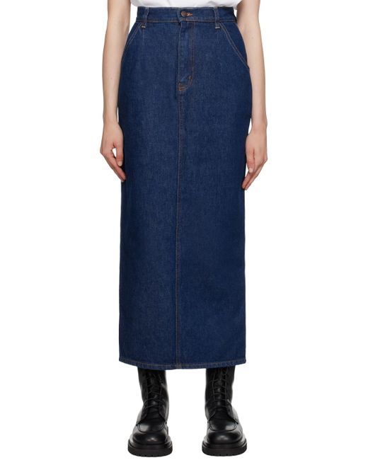 Magda Butrym Blue Vented Denim Maxi Skirt