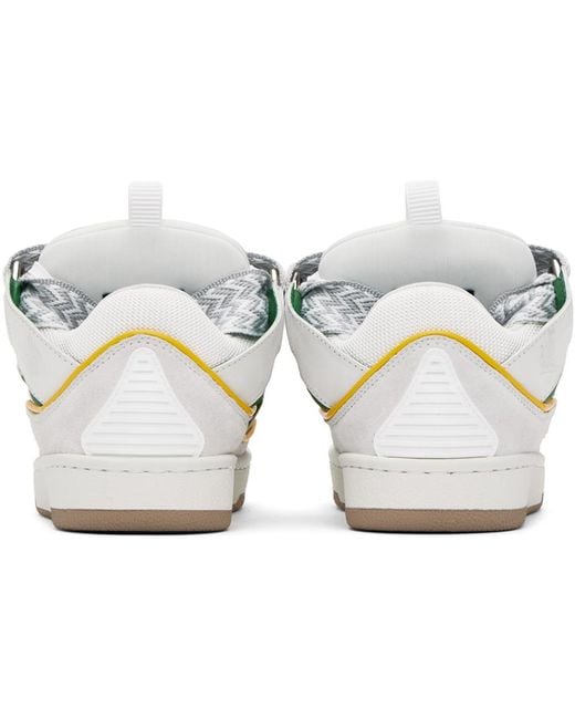 Lanvin Black Ssense Exclusive White & Green Curb Sneakers