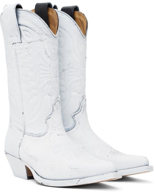 MM6 by Maison Martin Margiela ホワイト Painted カウボーイブーツ White