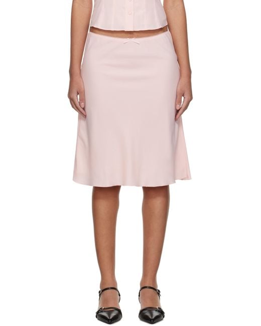 GUIZIO Pink Ssense Exclusive Paloma Midi Skirt