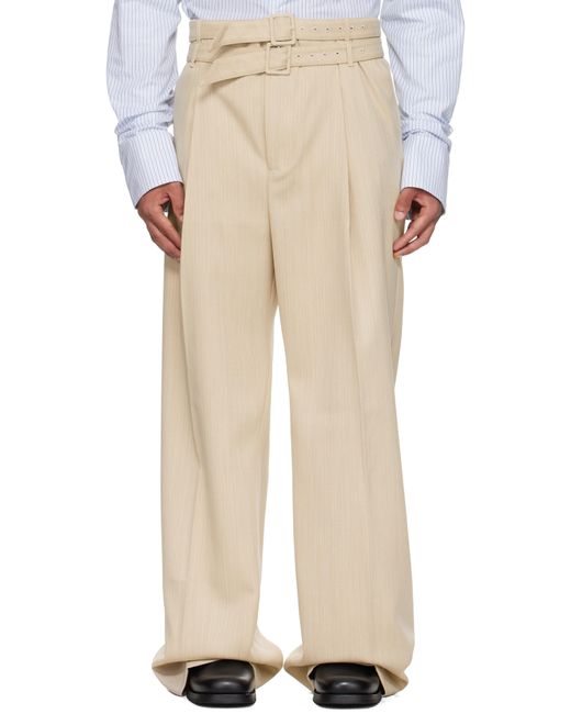 Egonlab Pleated Trousers in Natural for Men | Lyst