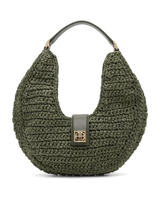 Anine Bing Green Khaki Lou Monogram Bag