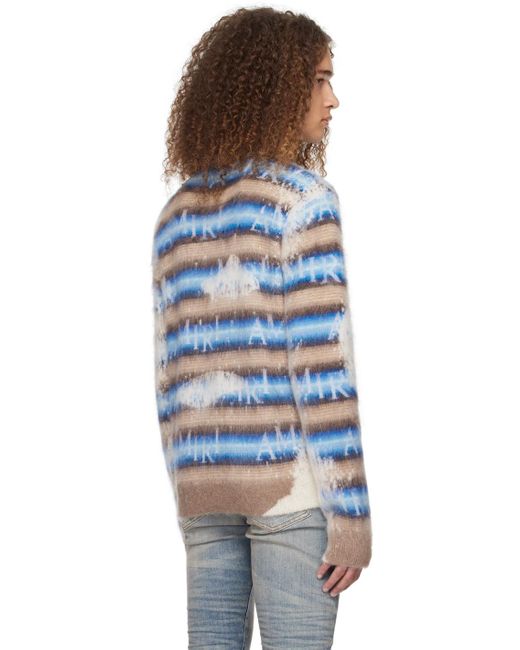 Amiri Blue & Brown staggered Striped Sweater for men