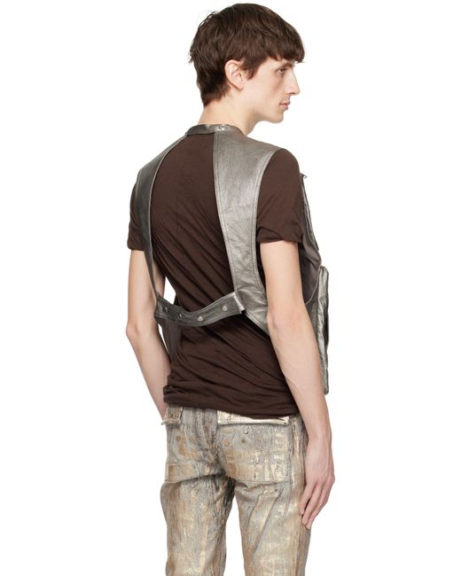 Veste Argentée En Cuir À Poches De Style Cargo Rick Owens pour homme en coloris Black