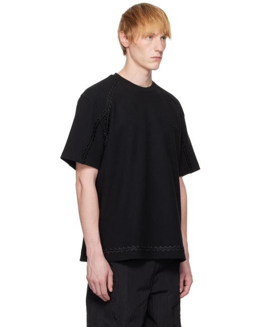 メンズ Wooyoungmi ブラック Line Embroidery Tシャツ Black