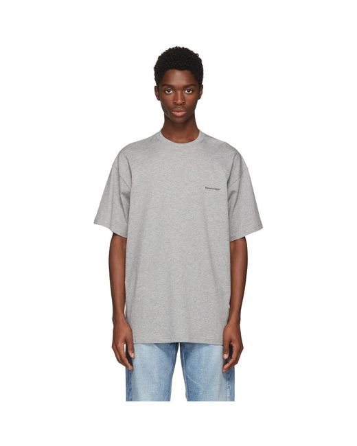 Balenciaga Gray Grey Small Logo T-shirt for men