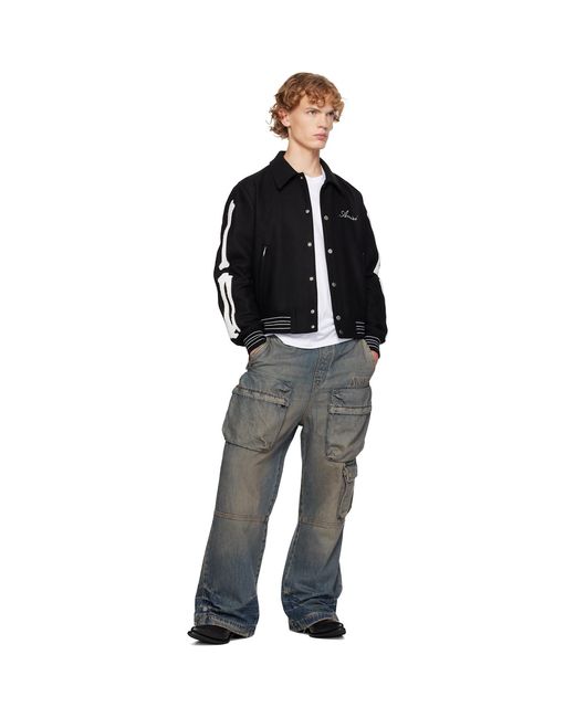 Amiri Black Bones Bomber Jacket for men