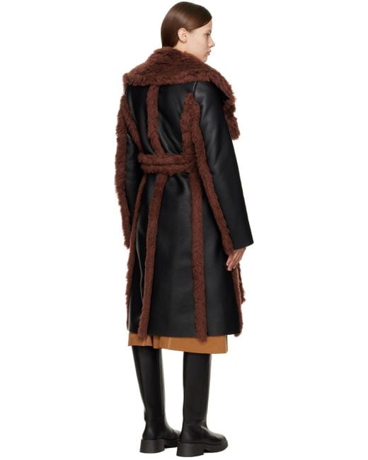 Stella McCartney Black & Brown Alter Mat Belted Coat