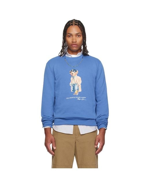 Polo Ralph Lauren Blue Polo Bear Fleece Sweatshirt for men