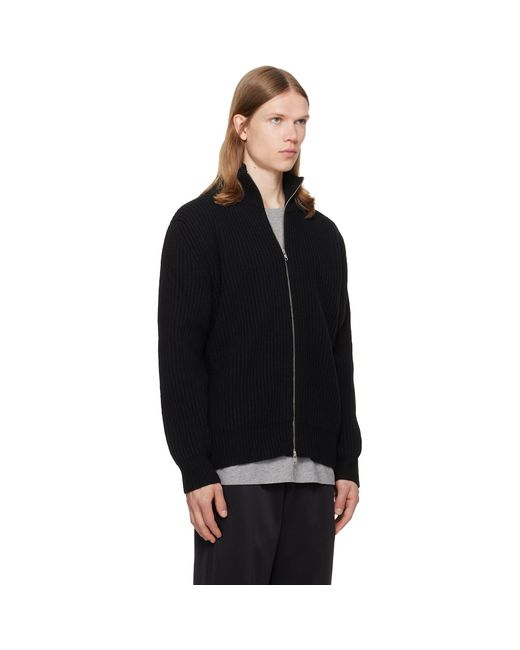 MM6 by Maison Margiela Black Ribbed Knit Jacket for men