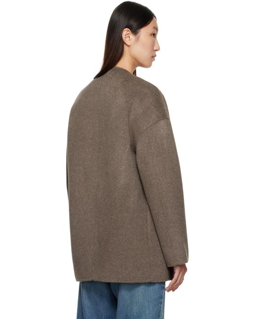 Loulou de Saison Black Taupe Dunne Wool Drap Short Coat