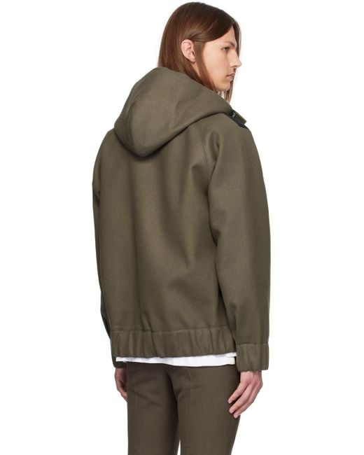 Sacai Black Khaki Paneled Hoodie for men