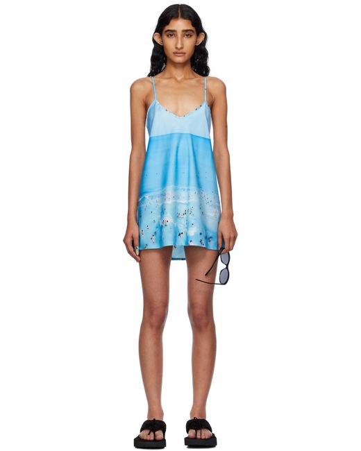 Abra Blue Ssense Exclusive Printed Satin Minidress