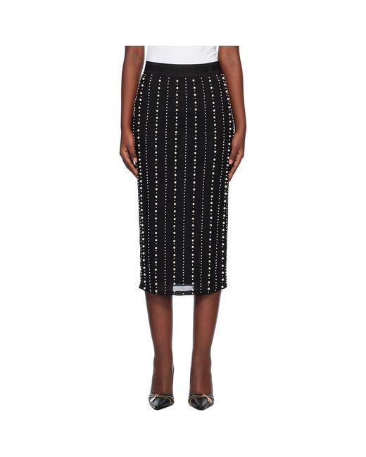 Versace Jeans Couture Black Embellished Midi Skirt