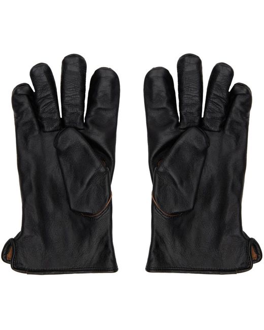 Visvim Black Leather Gloves for men