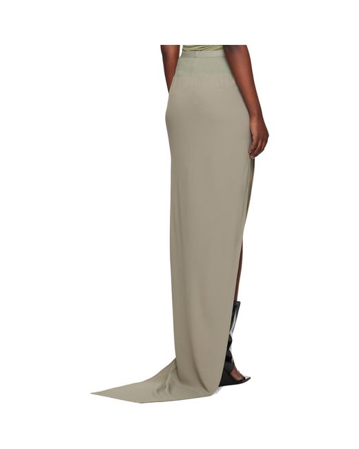 Rick Owens Natural Hollywood Cocoon Crepe Slit Maxi Skirt