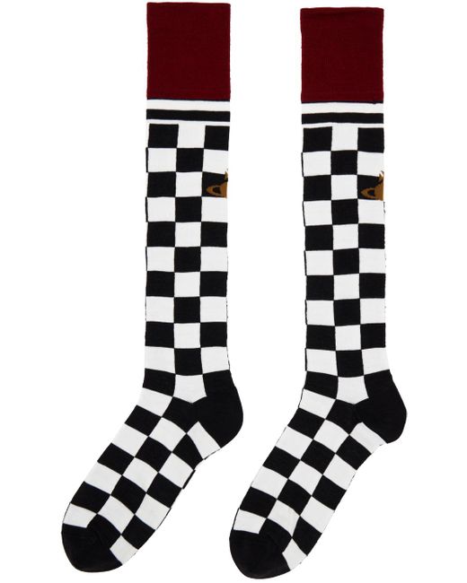 Vivienne Westwood Black Check Socks for men