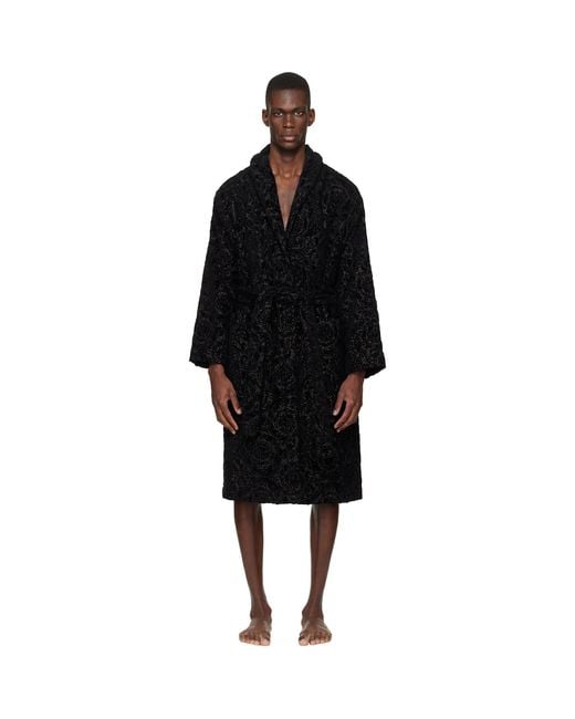Versace Black Barocco Bathrobe for men