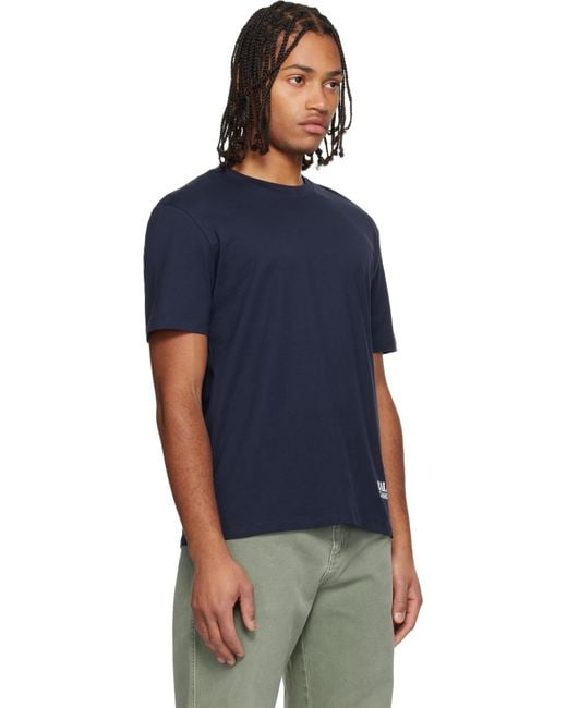 Balmain Blue Small Stamp Printed T-Shirt for men