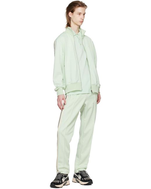 Palm Angels White Green Striped Track Pants for men