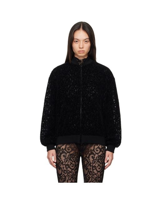 Moschino Black Lace Bomber Jacket