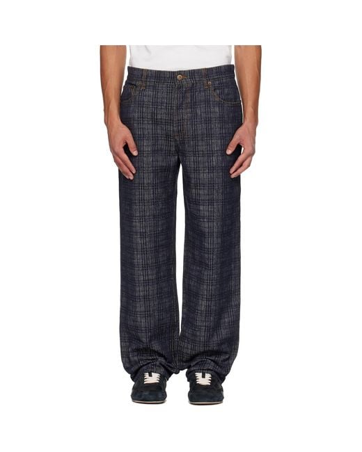 Burberry Blue Loose Check Jeans for men