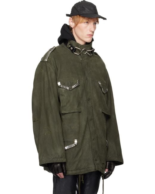 Marking Distance Green Khaki Ring Coat for men