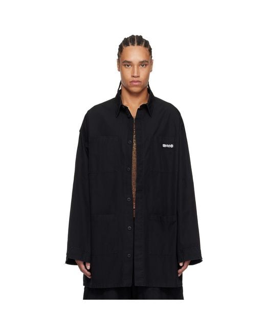 032c Black Intermission Cargo Overshirt for men