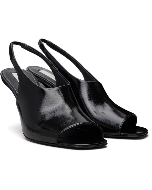 Totême Black Contour Naplack Slingback Heeled Sandals