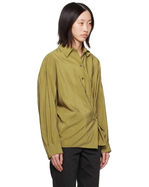 Lemaire Green Straight Collar Twisted Shirt
