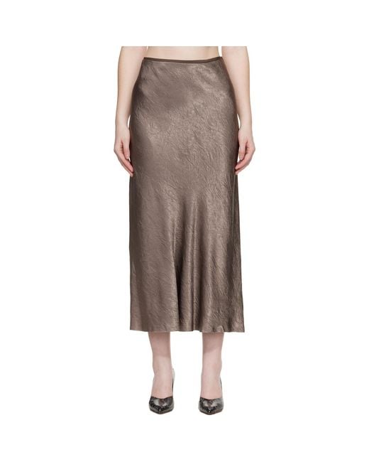 Maison Margiela Brown Taupe Satin Midi Skirt