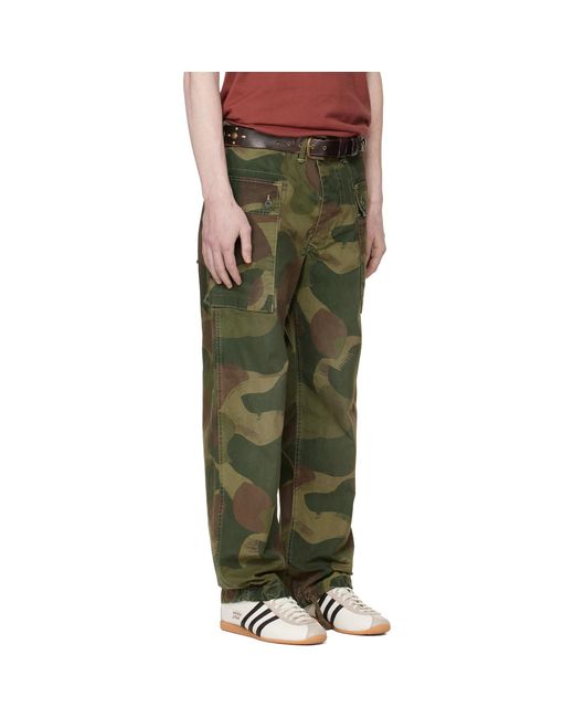 RRL Green Camo Poplin Field Cargo Pants for men