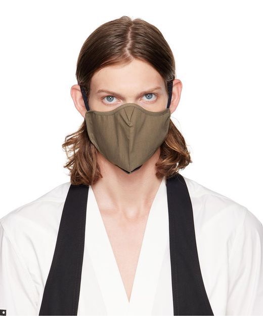 Rick Owens Brown Taupe Embroidered Face Mask for men