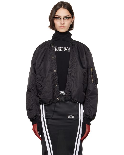 PROTOTYPES Black Nylon Reversible Bomber Jacket
