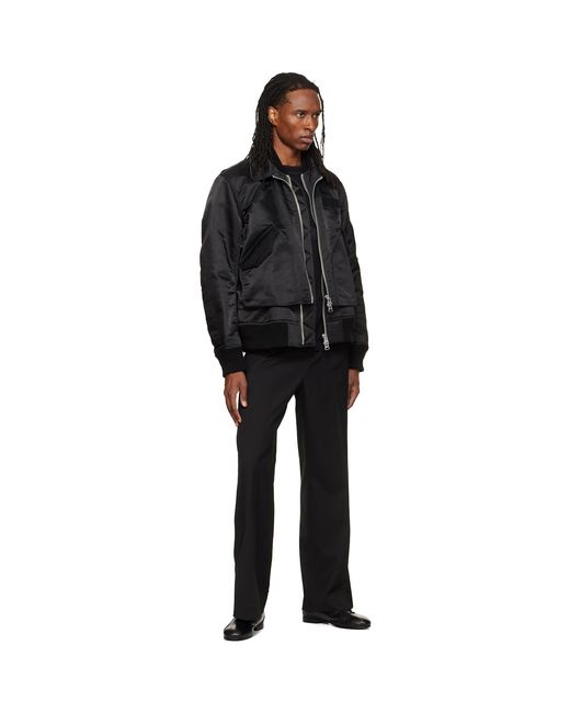 Sacai Black Cotton Nylon Twill Bomber Jacket for men