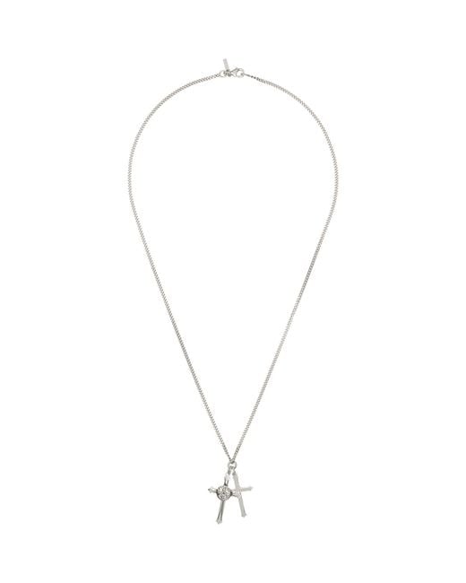 Emanuele Bicocchi Metallic Double Cross Necklace for men