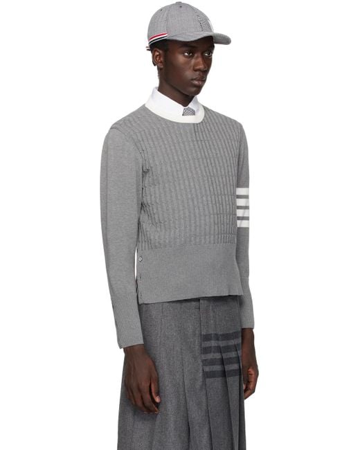 Thom Browne Black Gray 4-bar Sweater for men