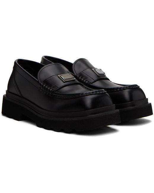Dolce & Gabbana Black Logo Leather Loafer