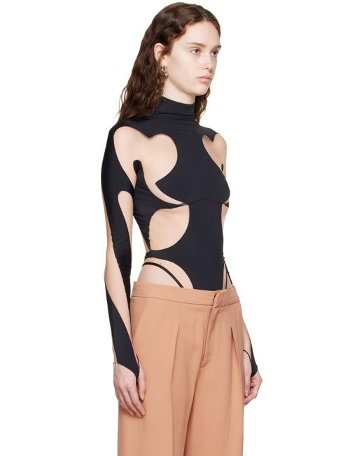 Mugler Black & Beige Rodeo Bodysuit