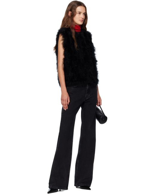 Yves Salomon Black Cropped Feather Vest