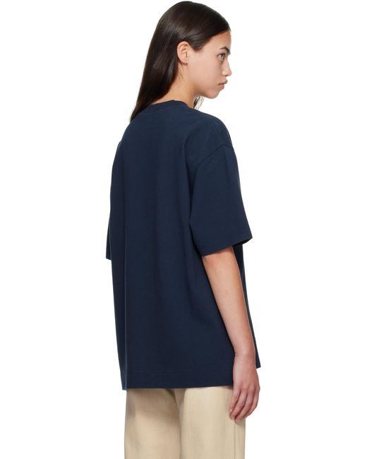 Acne ネイビー リラックスフィット ロゴ Tシャツ Blue