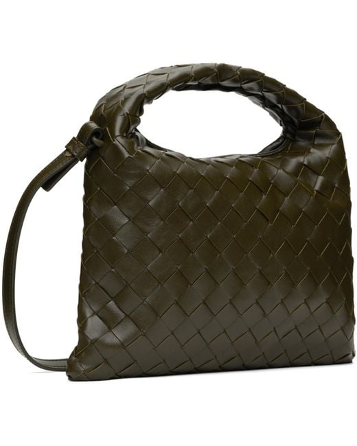 Bottega Veneta Black Khaki Mini Hop Bag
