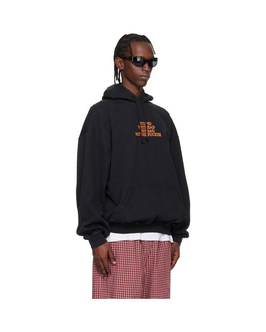 Vetements Black 'Mf' Hoodie for men